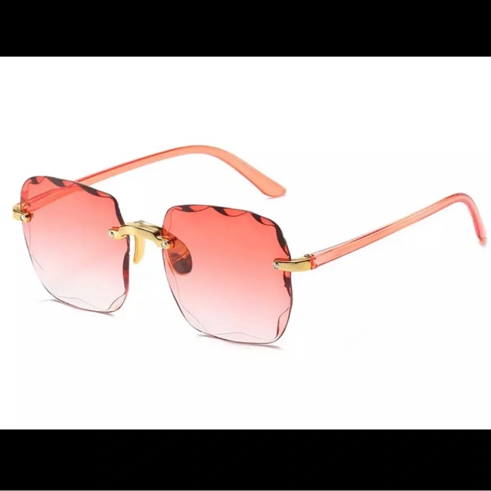 Rimless Pink Gradient Fashion Sunglasses